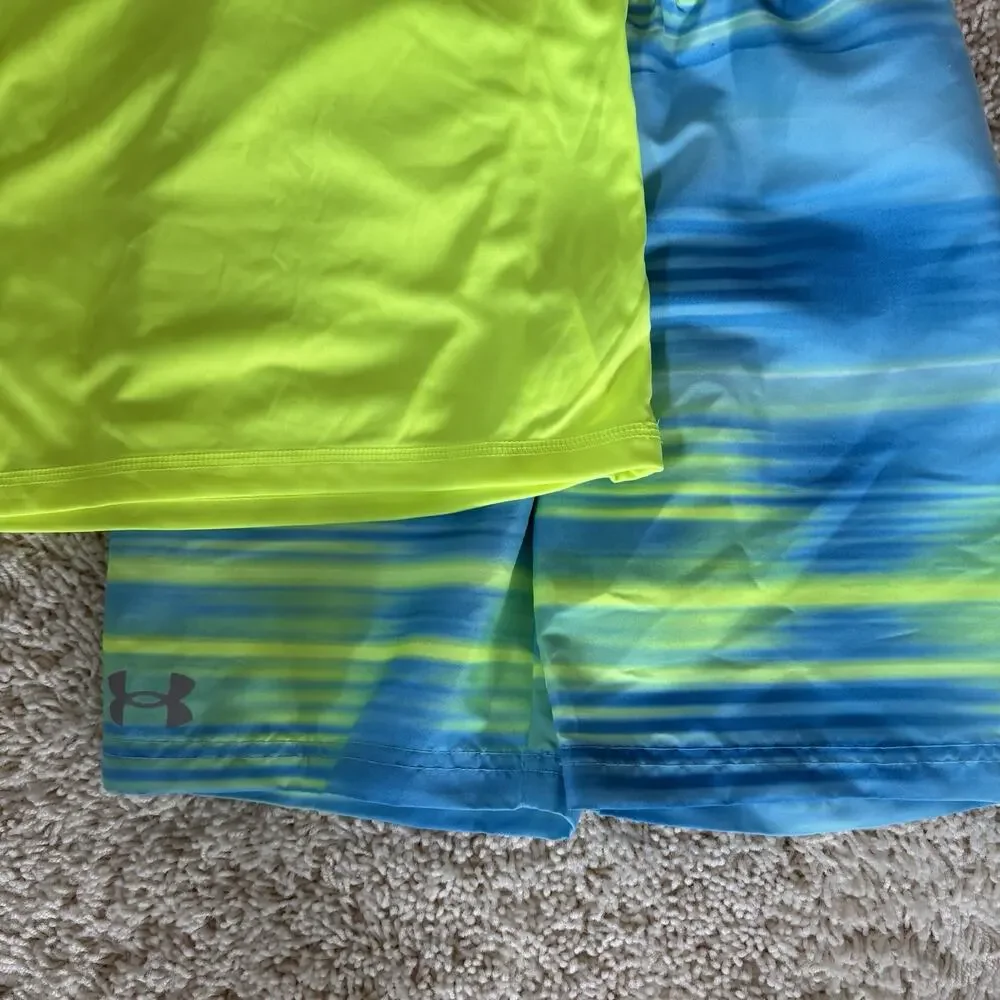 Under Armour | Swim Shorts and Rash Guard Shirt Matching Set Neon Yellow NWT- 7